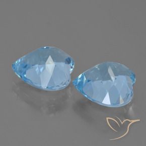 Gemas de Topacio Azul Suizo natural de 8.34 ct, Corazón, VVS-VS