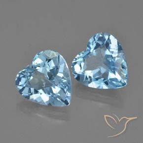 Gemas de Topacio Azul Cielo natural de 7.83 ct, Corazón, VVS-VS