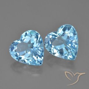 Gemas de Topacio Azul Cielo natural de 8.45 ct, Corazón, VVS