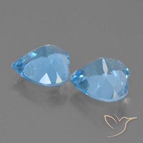 Gemas de Topacio Azul Cielo natural de 8.45 ct, Corazón, VVS