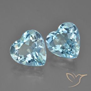 Gemas de Topacio Azul Cielo natural de 8.03 ct, Corazón, VVS