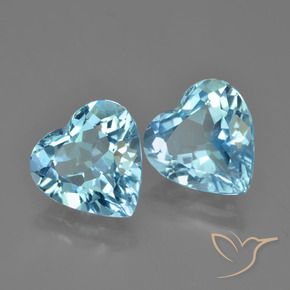 Gemas de Topacio Azul Cielo natural de 7.65 ct, Corazón, VVS-VS
