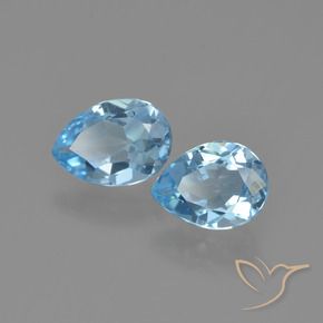 Gemas de Topacio Azul Cielo natural de 1.63 ct, En forma de pera, VVS