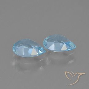 Gemas de Topacio Azul Cielo natural de 1.55 ct, En forma de pera, VVS-VS
