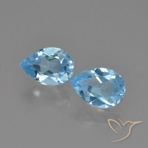 Gemas de Topacio Azul Cielo natural de 1.52 ct, En forma de pera, VVS-VS