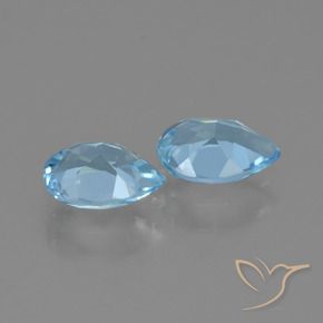 Gemas de Topacio Azul Cielo natural de 1.52 ct, En forma de pera, VVS-VS