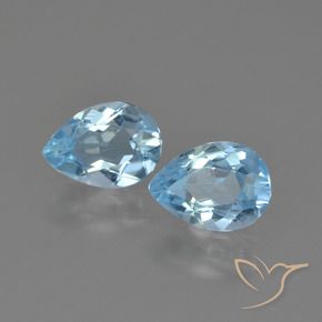 Gemas de Topacio Azul Cielo natural de 1.62 ct, En forma de pera, VVS