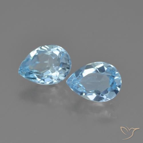 Gemas de Topacio Azul Cielo natural de 1.85 ct, En forma de pera, VVS
