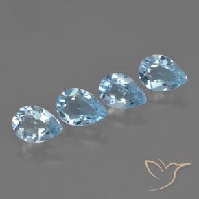 Gemas de Topacio Azul Cielo natural de 3.24 ct, En forma de pera, VVS-VS