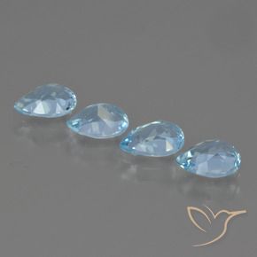 Gemas de Topacio Azul Cielo natural de 3.24 ct, En forma de pera, VVS-VS