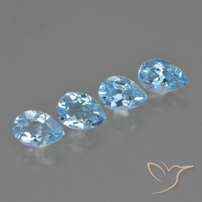 Gemas de Topacio Azul Suizo natural de 3.09 ct, En forma de pera, VVS-VS