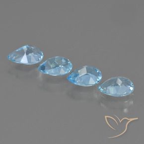 Gemas de Topacio Azul Suizo natural de 3.09 ct, En forma de pera, VVS-VS