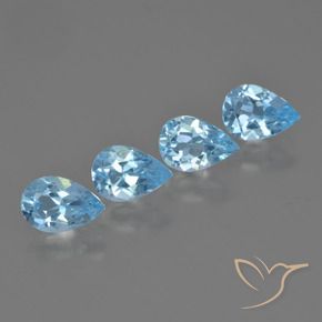 Gemas de Topacio Azul Cielo natural de 2.89 ct, En forma de pera, VVS