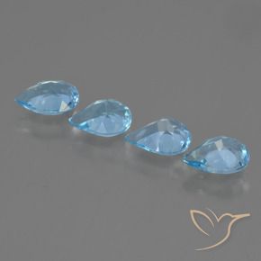 Gemas de Topacio Azul Cielo natural de 2.85 ct, En forma de pera, VVS