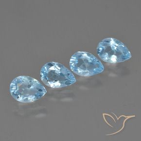 Gemas de Topacio Azul Cielo natural de 3.30 ct, En forma de pera, VVS-VS