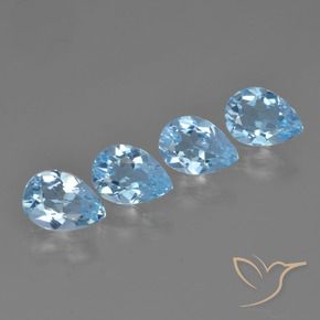 Gemas de Topacio Azul Cielo natural de 3.11 ct, En forma de pera, VVS