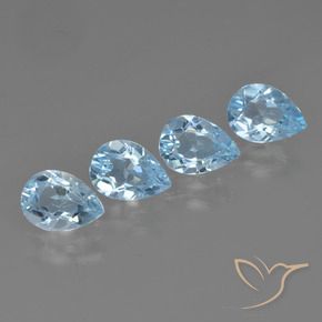 Gemas de Topacio Azul Cielo natural de 3.32 ct, En forma de pera, VVS