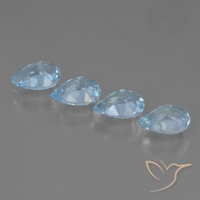 Gemas de Topacio Azul Cielo natural de 3.32 ct, En forma de pera, VVS
