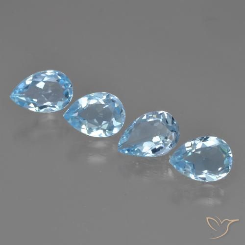 Gemas de Topacio Azul Cielo natural de 3.14 ct, En forma de pera, VVS