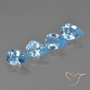 Gemas de Topacio Azul Cielo natural de 2.75 ct, En forma de pera, VVS