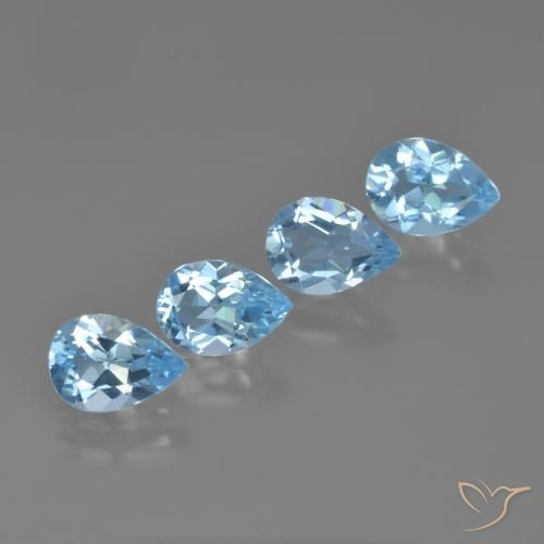 Gemas de Topacio Azul Cielo natural de 3.33 ct, En forma de pera, VVS