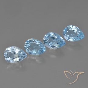 Gemas de Topacio Azul Cielo natural de 3.39 ct, En forma de pera, VVS-VS