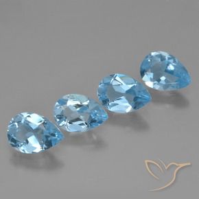 Gemas de Topacio Azul Suizo natural de 2.93 ct, En forma de pera, VVS-VS