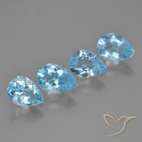Gemas de Topacio Azul Cielo natural de 3.30 ct, En forma de pera, VVS-VS