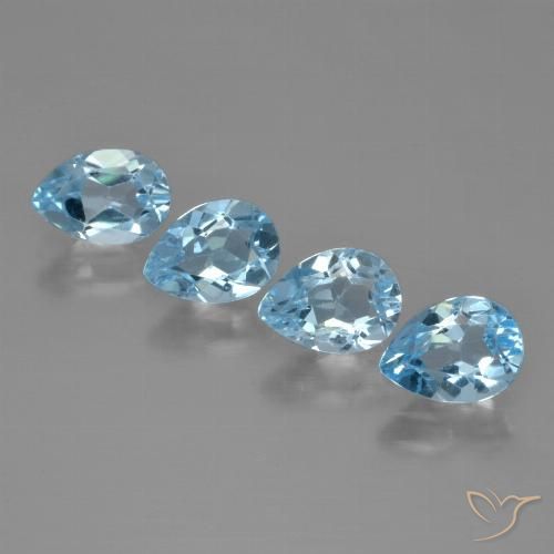 3.29ctw Natural Azul Suizo Topacio, En forma de pera, VVS
