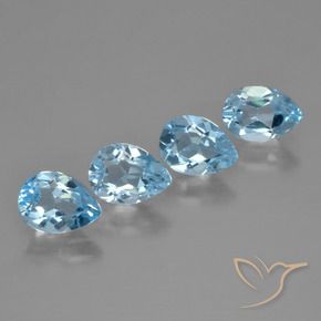 Gemas de Topacio Azul Suizo natural de 3.29 ct, En forma de pera, VVS