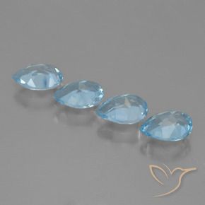 Gemas de Topacio Azul Suizo natural de 3.29 ct, En forma de pera, VVS