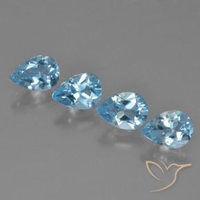 Gemas de Topacio Azul Cielo natural de 3.23 ct, En forma de pera, VVS