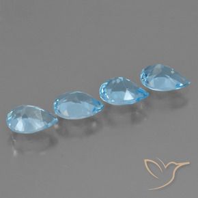 Gemas de Topacio Azul Cielo natural de 3.23 ct, En forma de pera, VVS