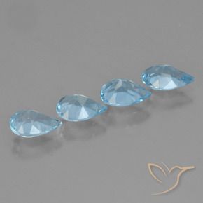 Gemas de Topacio Azul Cielo natural de 2.85 ct, En forma de pera, VVS-VS