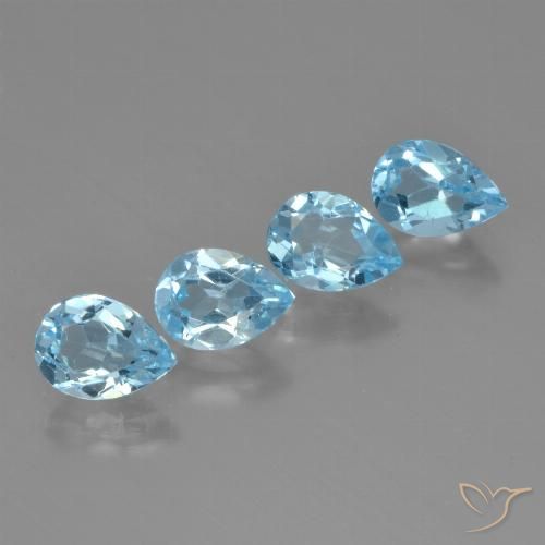 3.43ctw Natural Azul Suizo Topacio, En forma de pera, VVS-VS