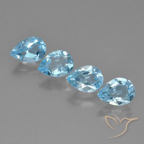 Gemas de Topacio Azul Suizo natural de 3.43 ct, En forma de pera, VVS-VS