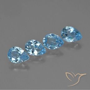 Gemas de Topacio Azul Cielo natural de 3.31 ct, En forma de pera, VVS-VS