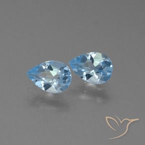 Gemas de Topacio Azul Cielo natural de 1.64 ct, En forma de pera, VVS-VS