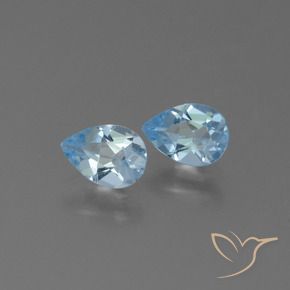 Gemas de Topacio Azul Suizo natural de 1.55 ct, En forma de pera, VS