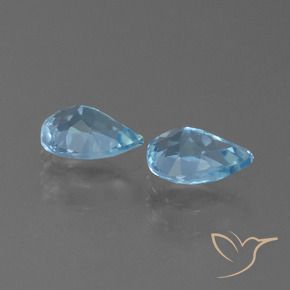 Gemas de Topacio Azul Suizo natural de 1.48 ct, En forma de pera, VVS-VS