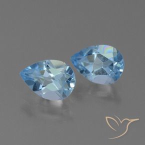 Gemas de Topacio Azul Suizo natural de 1.67 ct, En forma de pera, VS