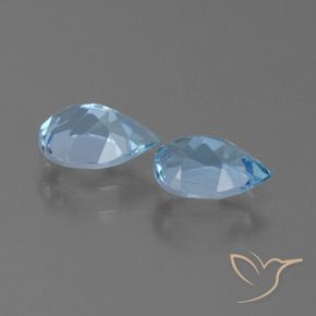 Gemas de Topacio Azul Suizo natural de 1.67 ct, En forma de pera, VS