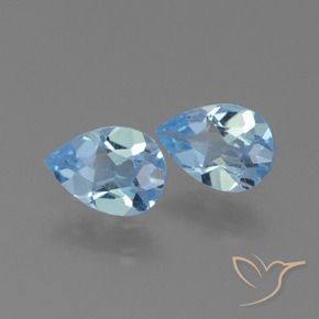 Gemas de Topacio Azul Suizo natural de 1.44 ct, En forma de pera, VS