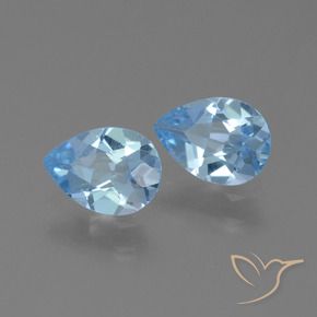Gemas de Topacio Azul Suizo natural de 1.53 ct, En forma de pera, VS