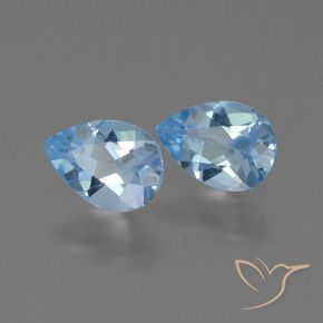 Gemas de Topacio Azul Suizo natural de 1.54 ct, En forma de pera, VS
