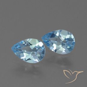 Gemas de Topacio Azul Cielo natural de 1.57 ct, En forma de pera, VVS-VS