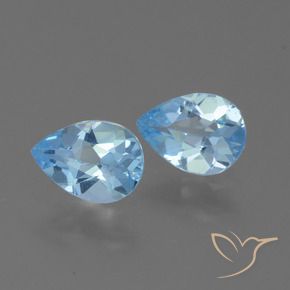 Gemas de Topacio Azul Cielo natural de 1.60 ct, En forma de pera, VVS-VS