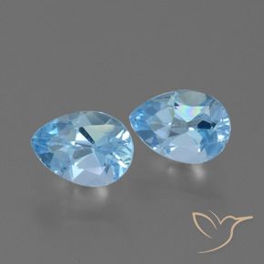 Gemas de Topacio Azul Cielo natural de 1.87 ct, En forma de pera, VVS-VS