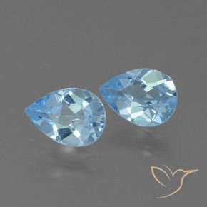Gemas de Topacio Azul Cielo natural de 1.64 ct, En forma de pera, VVS-VS