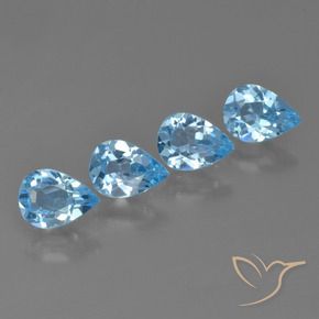 Gemas de Topacio Azul Suizo natural de 2.87 ct, En forma de pera, VS